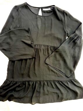 Three Eighty Two Black Babydoll Mini Dress XS Made USA Boho